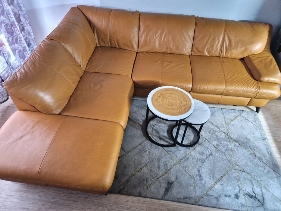 Ъглов диван естествена кожа