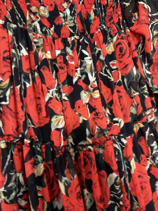 Rochie lunga superba, ampla, in nuante de rosu