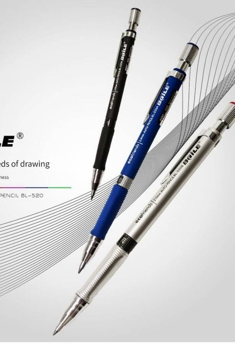 Механичен молив 2 мм автоматичен PVC молив с острилка за графит