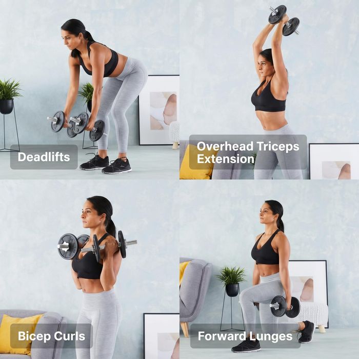 Set gantere și bare Bodybuilding 20 kg cu - produs resigilat Decathlon