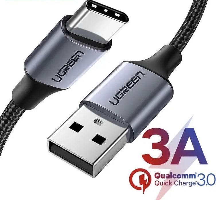 Cablu Usb - Type C / Usb - Lightening Fibre Impletite Negru