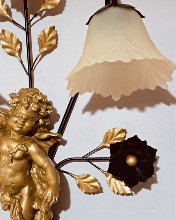 Луксозен стенен аплик с ангел – бароков стил, позлатена