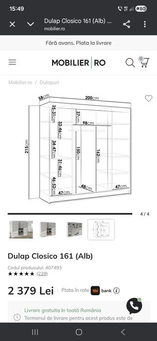 Vând dulap de haine