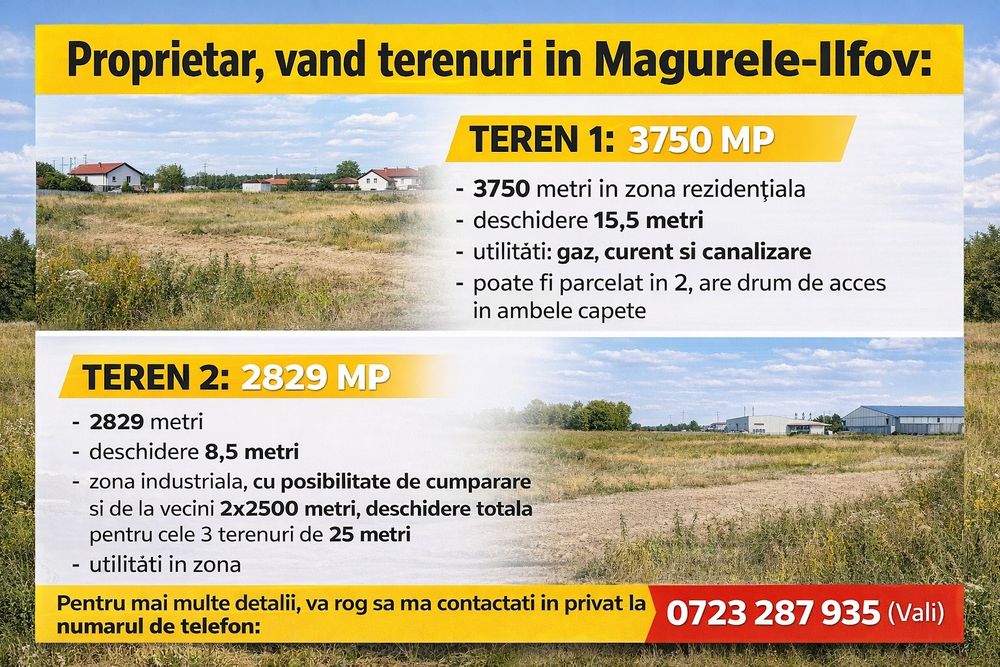 Proprietar, vand terenuri in Magurele, Ilfov
