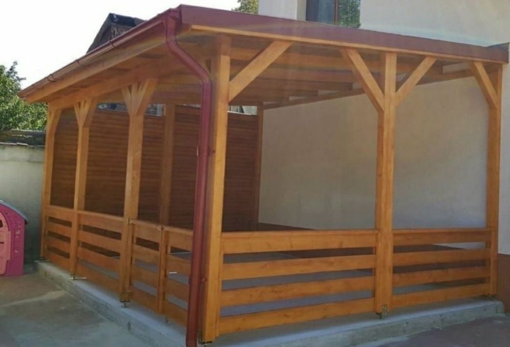 Foisoare terasa pergole rustice din lemn
