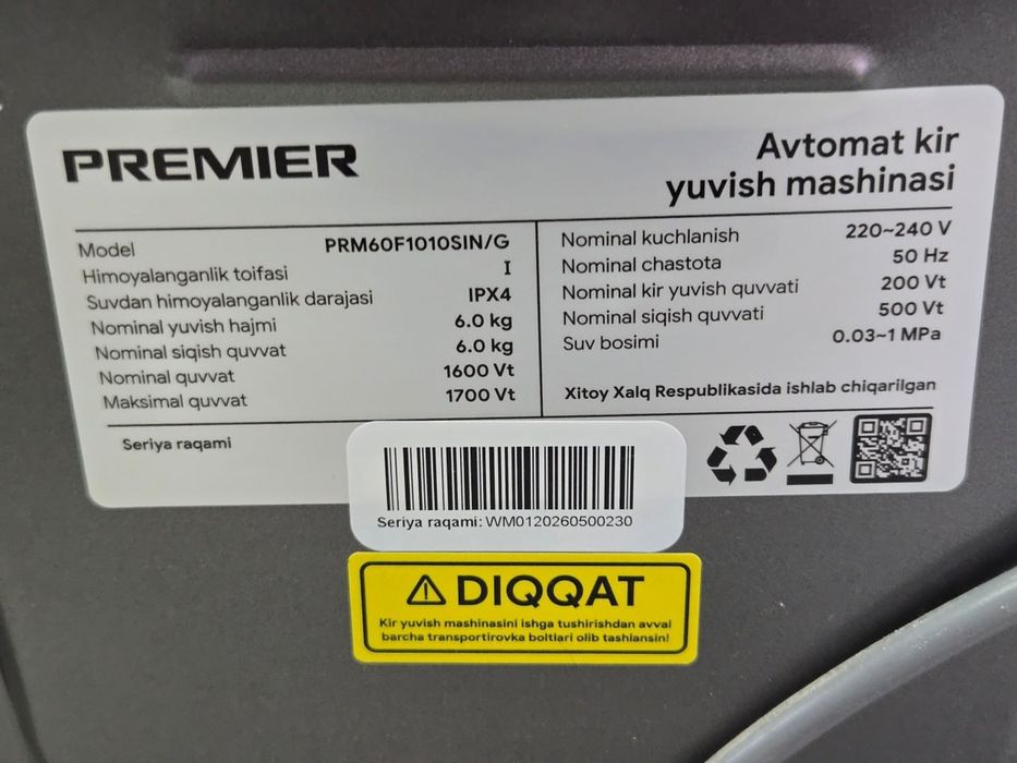 PREMIER 6 kg/автомат стиральная машина/kir yuvish mashinasi/стиралка