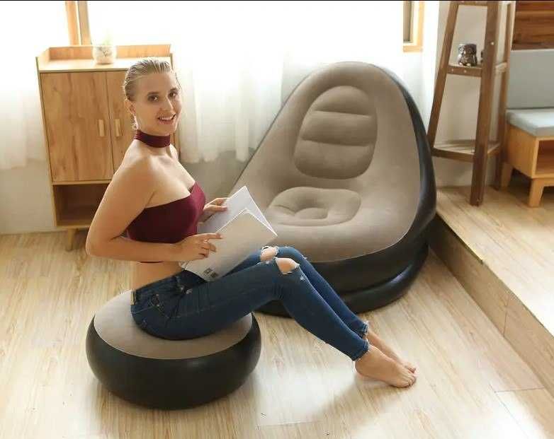 Надувное кресло и пуфик с насосом akm114