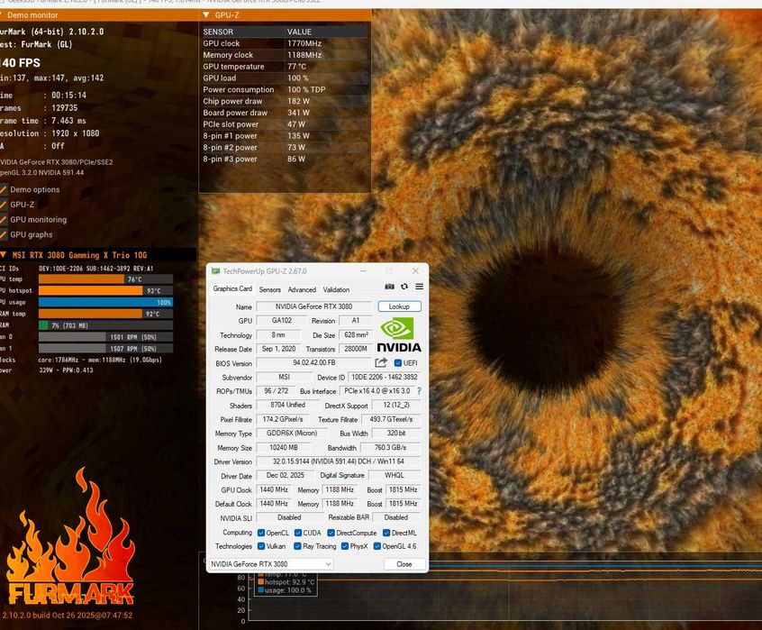 Видео Карта MSI RTX 3080 GAMING X TRIO 10GB 320-bit