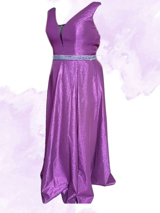Rochie lungă mov sclipitoare de bal