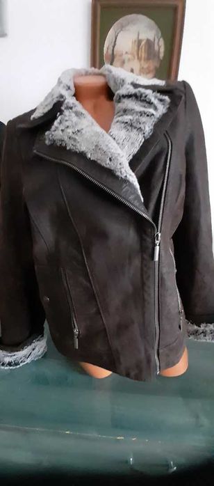 Geaca  dama din piele, imblanita.