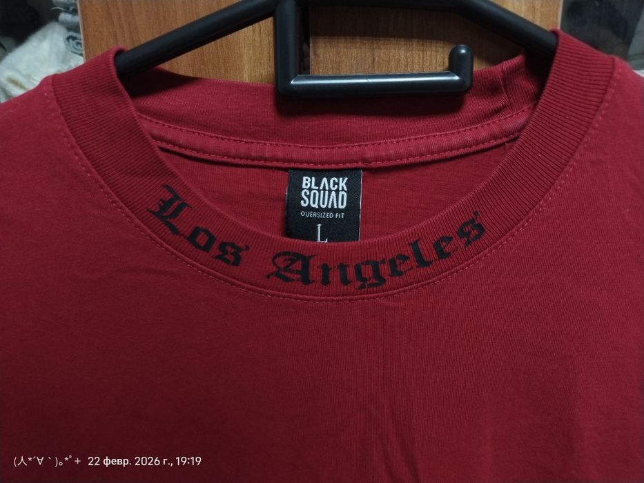 Красный Лонгслив. black squad. NewYorker