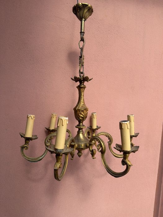 Candelabru francez din bronz masiv,sase brate ,dulii model lumanare