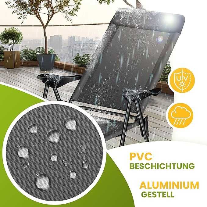 KESSER Комплект от 2 градински стола, алуминиеви, регулируеми 7 посоки