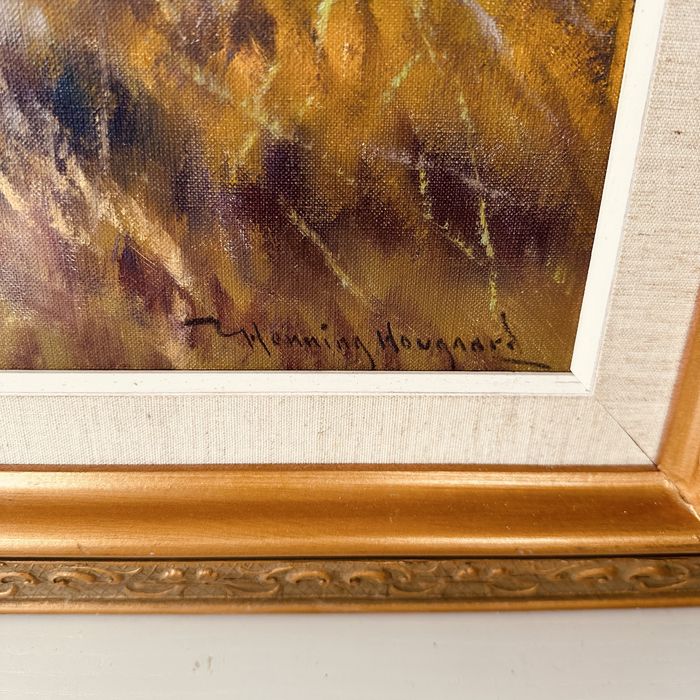 Голяма маслена картина с ловна тематика – заек в гора