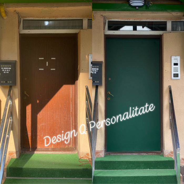 Colantare usa metalica exterior. Reconditionare usa prin colantare