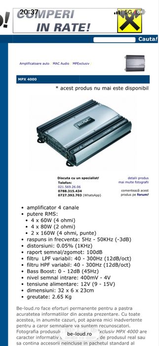 Subwoofer alpine swt-12S4 ca nou + amplificator statie mac mpx4000