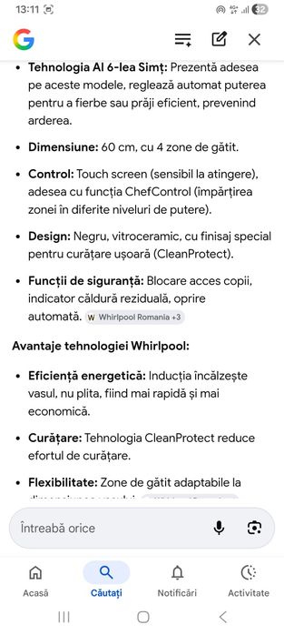 Vând plita cu inductie Whirlpool tehnologie al-6simt.