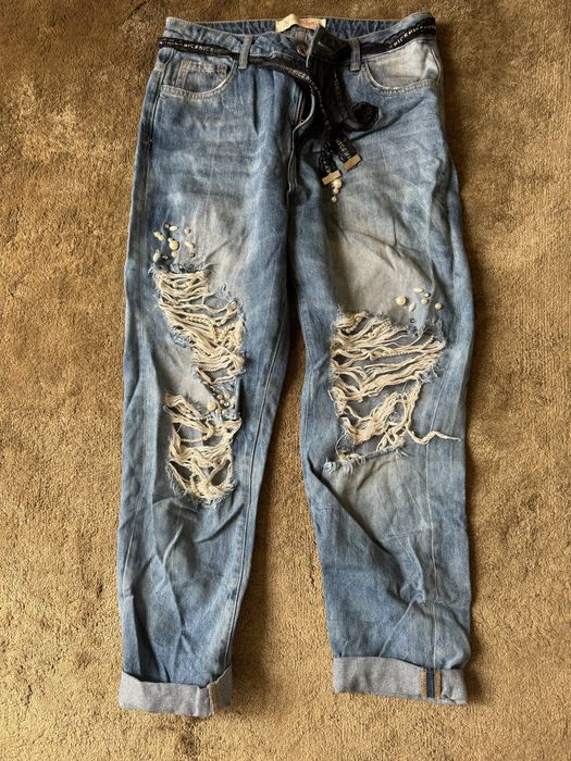 Дънки с перли Mom fit