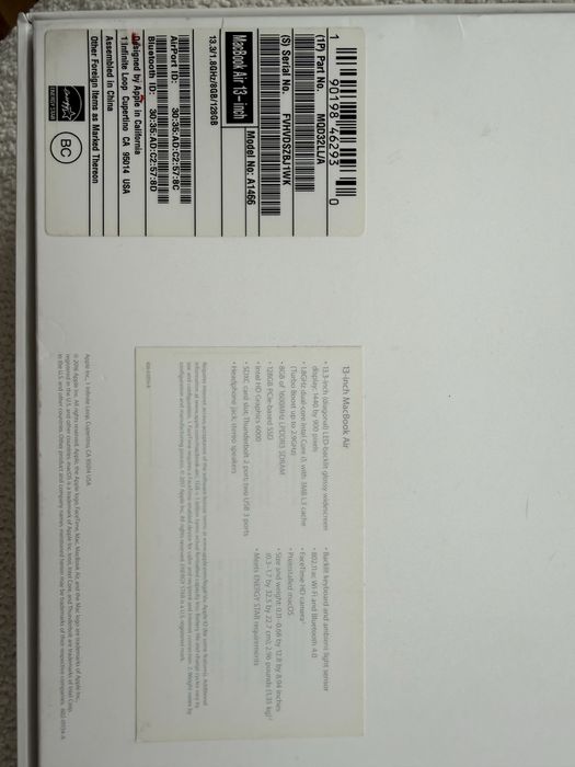 MacBook Air 13″, модель A1466, 2015 года.
