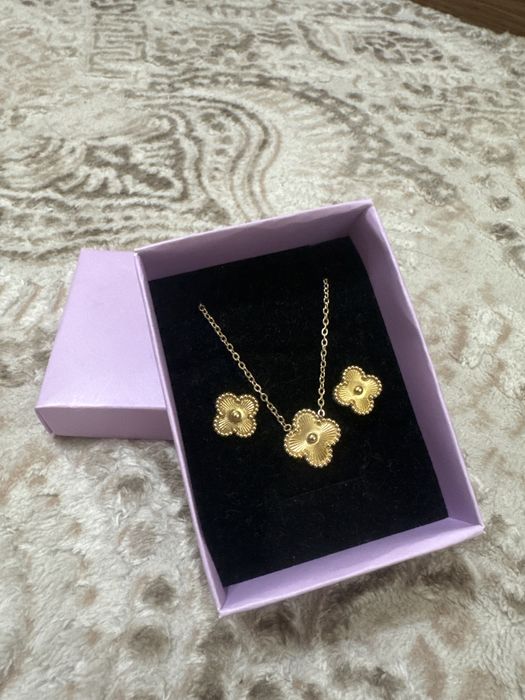 комплект Van Cleef сережки+цепочка