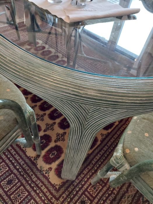 Set masa cu geam  + 6 scaune bambus+2 fotolii