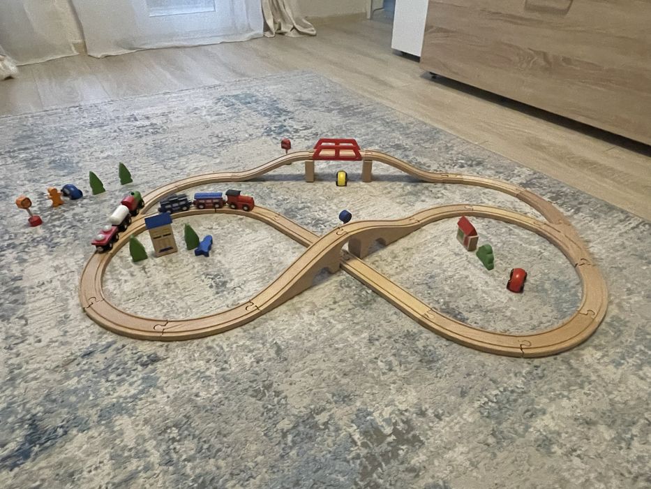 Дървено влакче с релси Viga toys