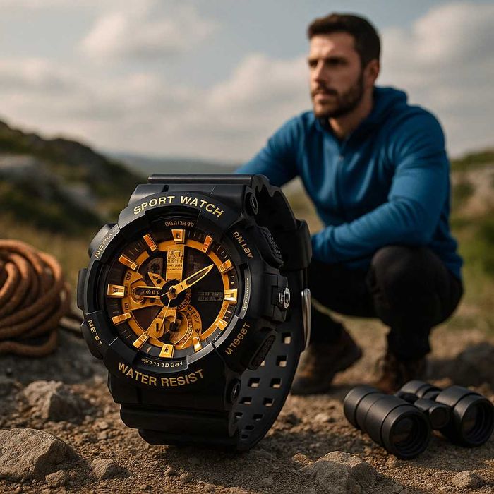 Мъжки спортен часовник, водоустойчив и удароустойчив