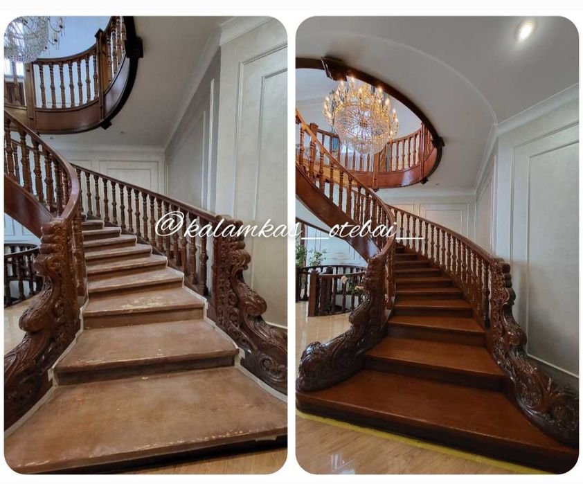 Перекраска двери лестницы  мебель