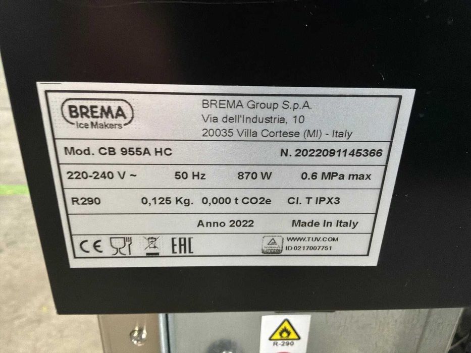Masina gheata Brema Italia - CB 955A HC -  95 kg/24h - stocare 55 kg - racire aer - nefolosita