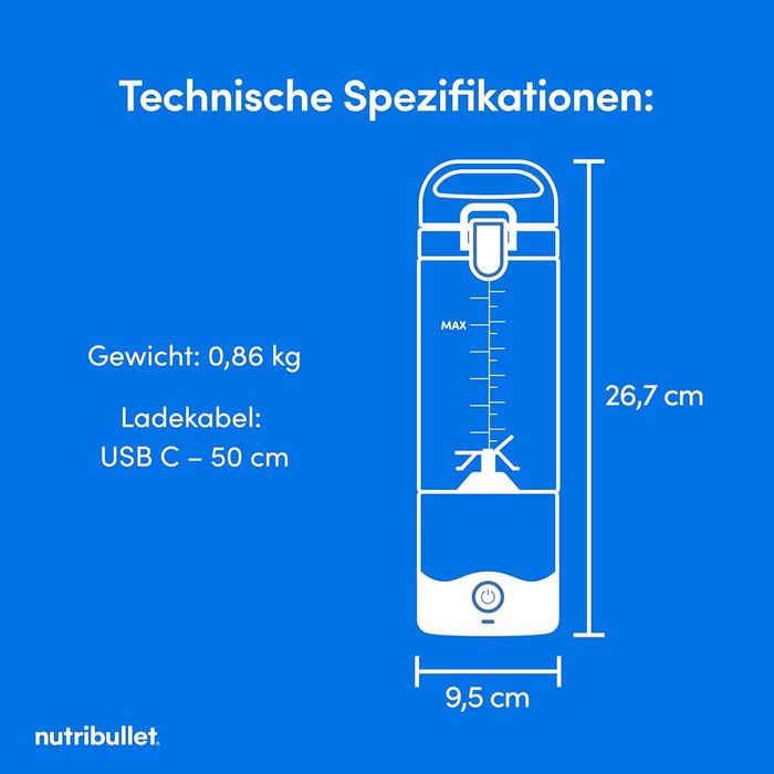 Преносим смути миксер nutribullet NBP003NBL чаша без BPA 475 мл, безжичен