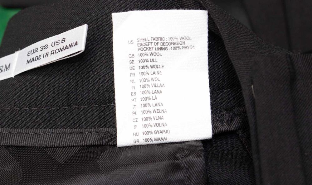 Viktor & Rolf By H&M дамски панталон от вълна черен сатенена лента 38