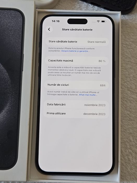 iPhone 15  PRO MAX, 86%  bateria,,256 Gb, stare excelenta