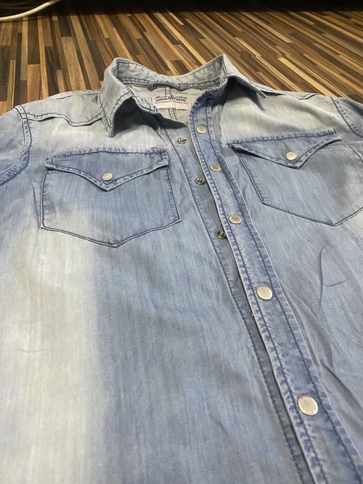 Camasa Denim Jeans Blugi Back Number Union Made USA
