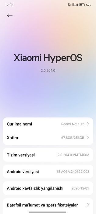 Redmi note 12 (8+4)/256 GB 99$ narxiga 100% arziydigan telefon