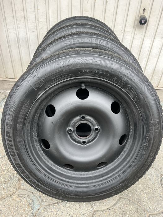 Jante otel 4x108mm, anvelope iarna 205/55 R16, Peugeot, Citroen, Ford