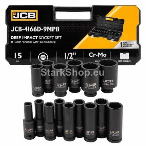 Дълбоки Ударни Вложки Комплект 12-стенни 15част 10-36мм JCB–4166D-9MPB