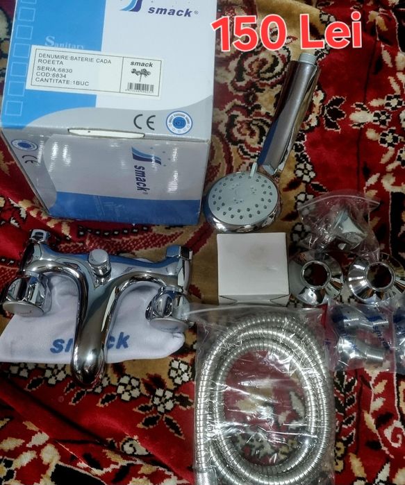 Vand baterie cada dus monocomanda +  Smack Eurocube inox nou nouta