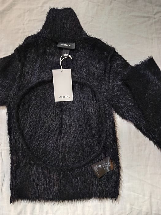 Pulover crop-top, damă, negru, S