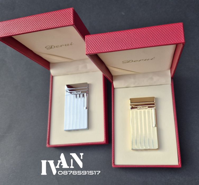 Луксозна газова метална запалка Deruy (два цвята-златиста и  сребриста