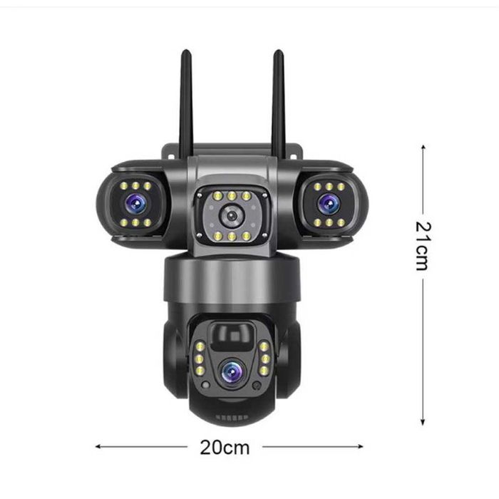 12MP HD Smart 4G Соларна Камера Три Обектива PTZ 3 Екранни PIR Камери