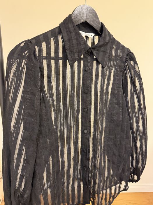 ZARA черна риза с буфан ръкав