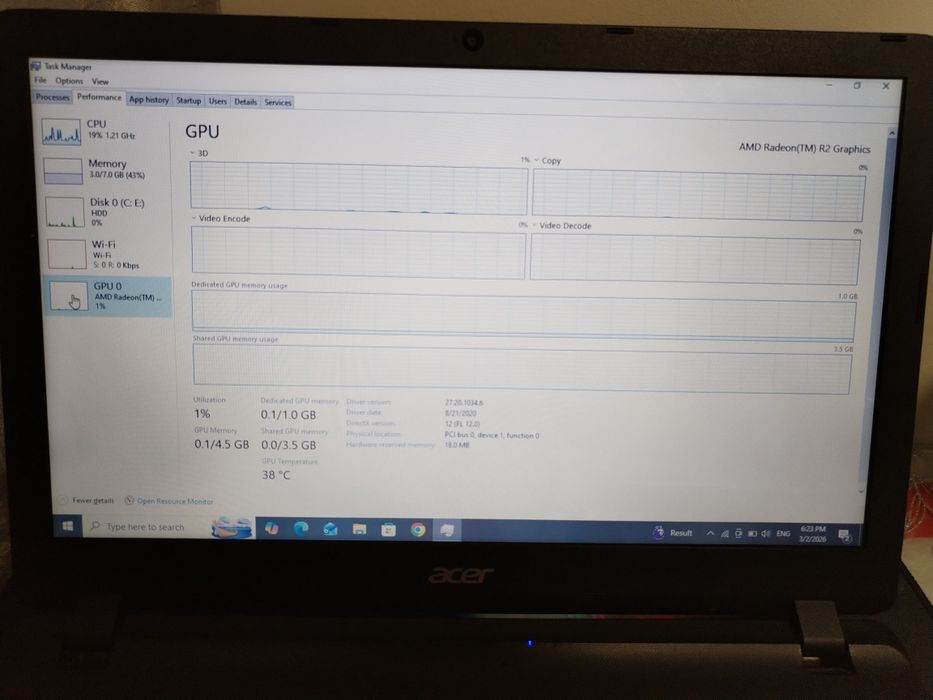 Laptop Acer Aspire 6 GB Ram HDD 500GB