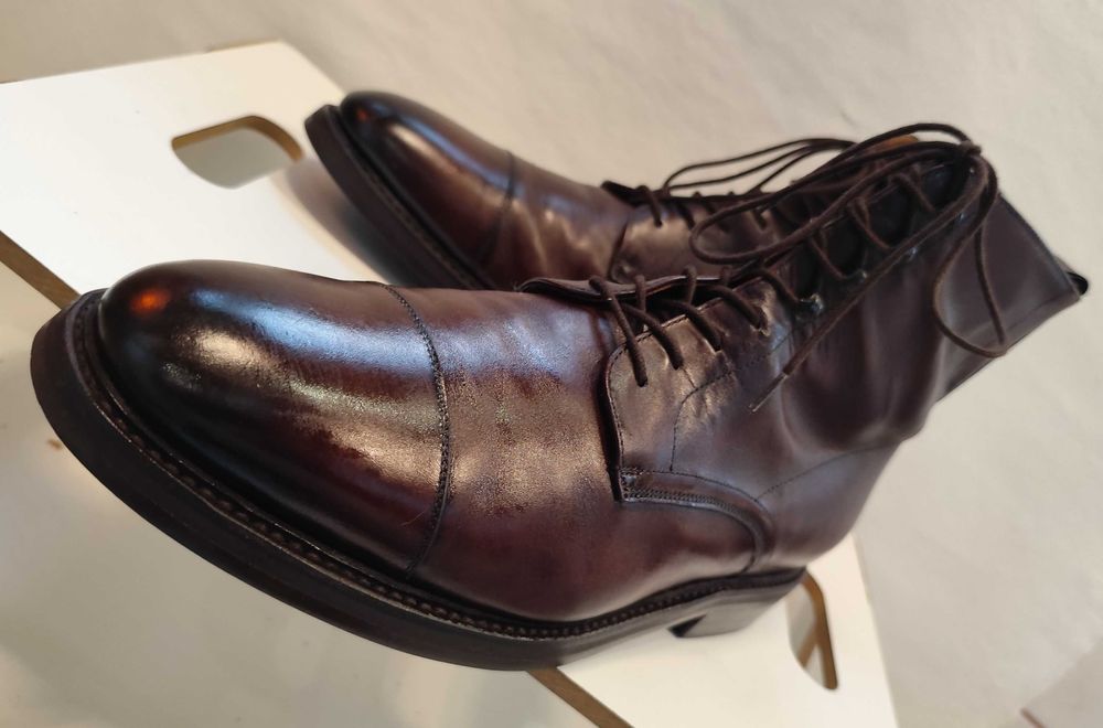 Ghete lace up 44.5 45 de lux Cordwainer lucrate manual piele naturala