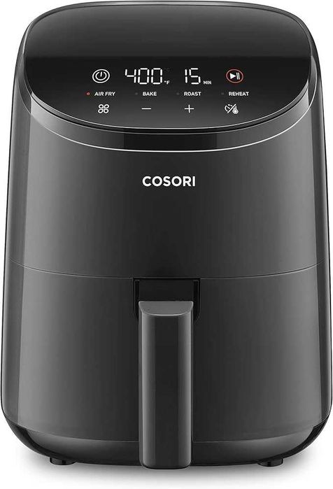 Малък фритюрник Cosori Lite 2.1 Qt, макс. 400°F, 4 в 1, 97% по-малко олио, сив | Идеален за общежития, апартаменти, кемпери, тих,