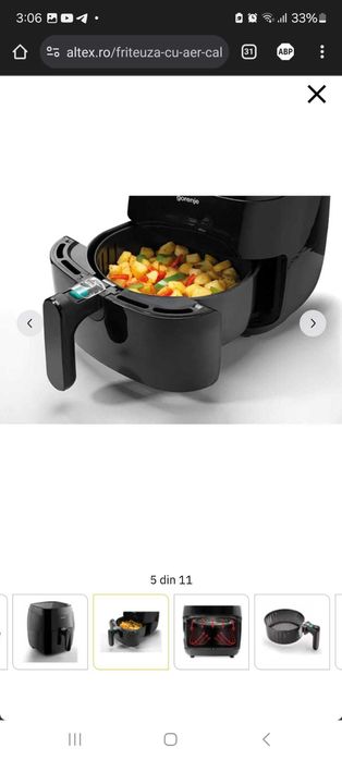 Friteuza cu aer cald GORENJE noua, 3.5l, 1400W, negru