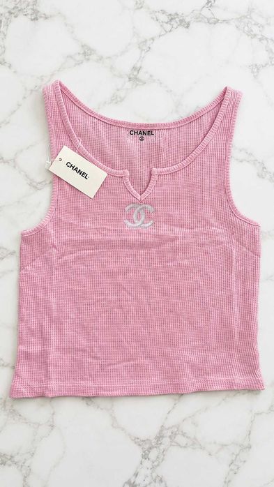 нов потник потниче розово късо кроп шанел chanel xs-s