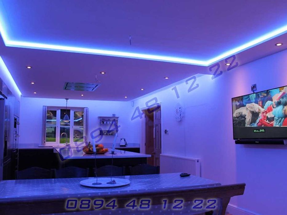 LED 5050 SMD Осветление Диодна RGB Лента 5м. Захранване ЛЕД Ленти