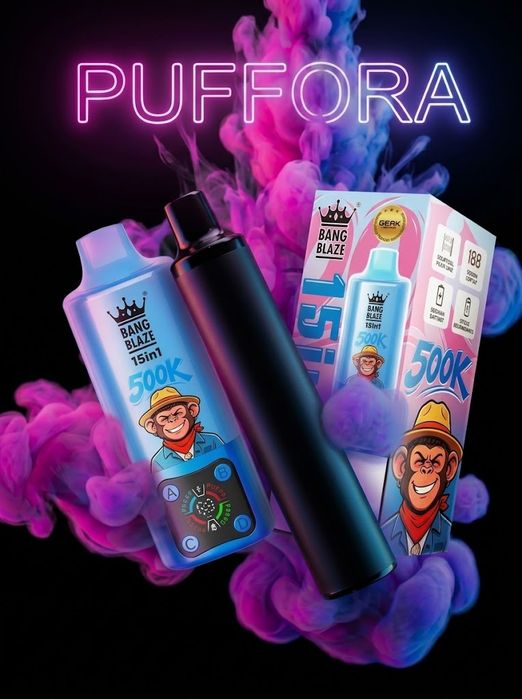 Vape 500.000 puffs 4 arome 15 in 1 la buton tot, display digital