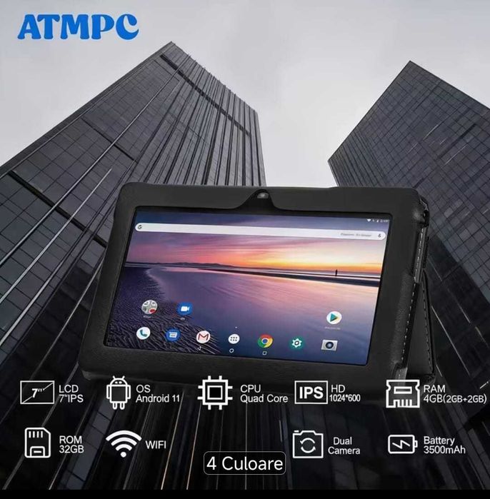 Tabletă de 7'', 4GB x 32GB + Husă + Cablu date, NOUA