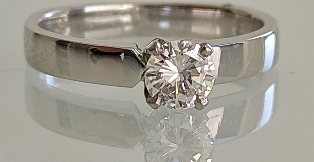 Inel logodna aur 14k si diamante 0,48ct